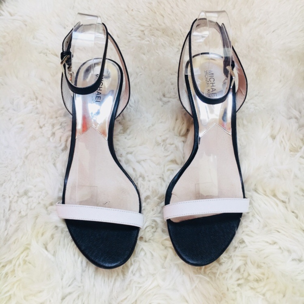 Micheal Michael Kors strappy B&W heeled sandals